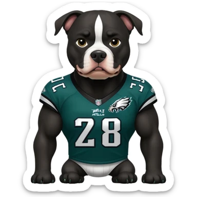 Chunky Black pitbull dog wear Philadelphia eagles  sticker