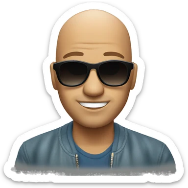 Bald guy wearing sunglasses DJing sticker