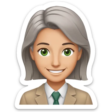 smiling English teacher with airtouch hair and grey-green eyes sticker