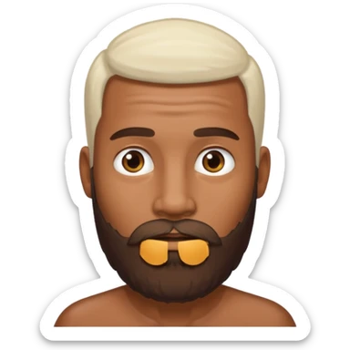 Hombre marrón bronceado con la pelada sin broncear y barba sticker