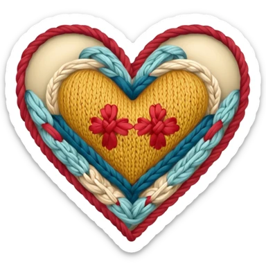 Vintage Patterned, Knitted, neutral colored heart  sticker