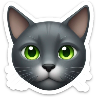 dark grey cat with green eyes and white triangle in the center of the muzzle sticker