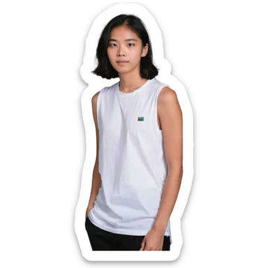 white sleeveless T-shirt sticker
