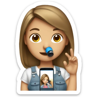 A girl uses her phone to take photos sticker