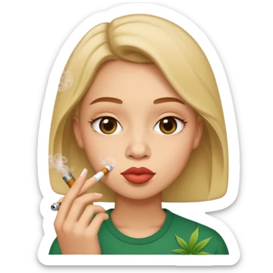 kissy face smoking weed sticker