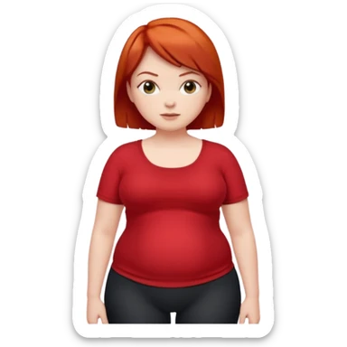 Lazy Short woman with straight ahort red hair and fat tummy sticker
