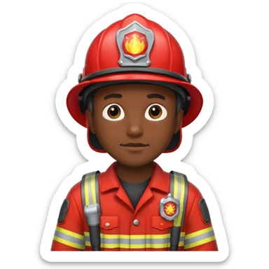 firefighter man dark skin sticker
