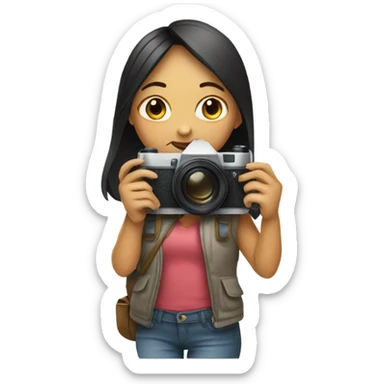 girl with a camera and a pencil sticker
