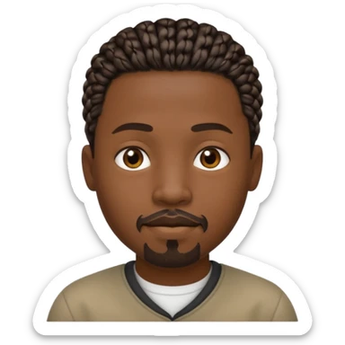 Hazme un emoji de un hombre negro con trenzas cortas, pero no tanto y una pequeña perilla sin bigote sticker