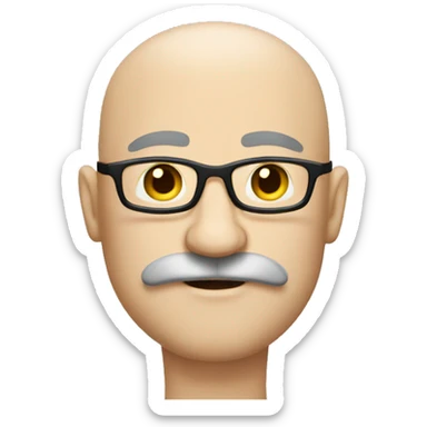bald man with big bushy moustache sticker