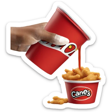 raising cane's chicken dipping into sauce sticker