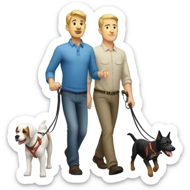 White Man walking dogs sticker