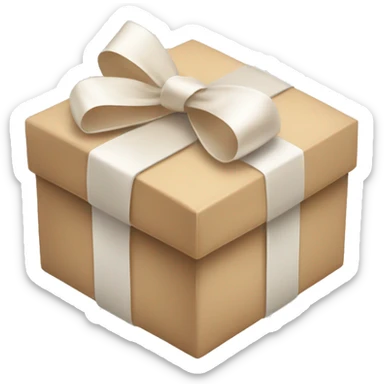 beige gift box white bow ribbon sticker