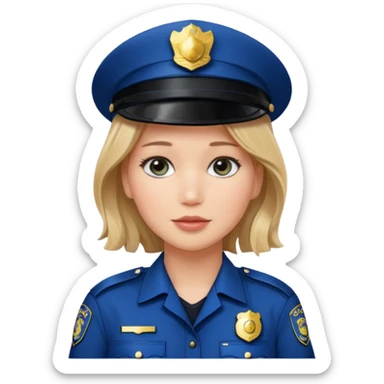 Jennifer Lawrence, in a police uniform sticker