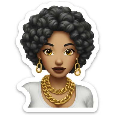 Trendy lady tropical with tattoos and gold chain sticker