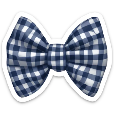 Gingham navy blue bow sticker