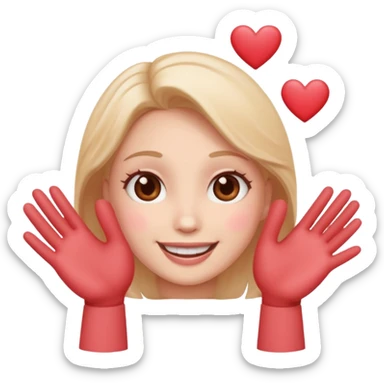 Smiling face with hearts, blush and hands reaching out sticker