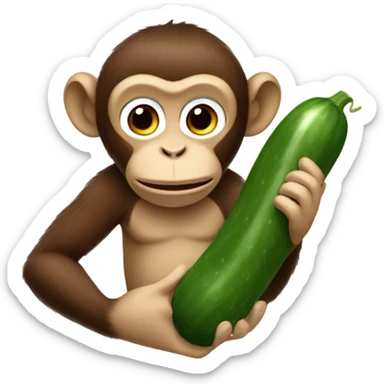 Monkey holding cucumber  sticker