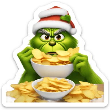 Grinch with chips and dip sticker