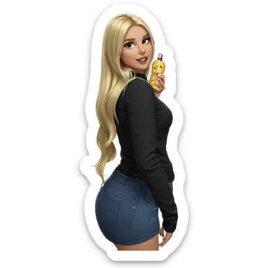 blonde girl with bottle sticker