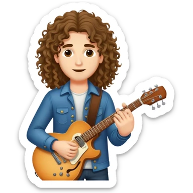 male guitarist with long curly hair sticker