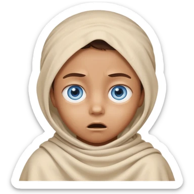 blue eyed desert child cowered with creme cloth sticker