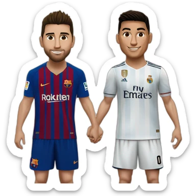 Realistic Leo Messi and realistic Cristiano Ronaldo huging sticker