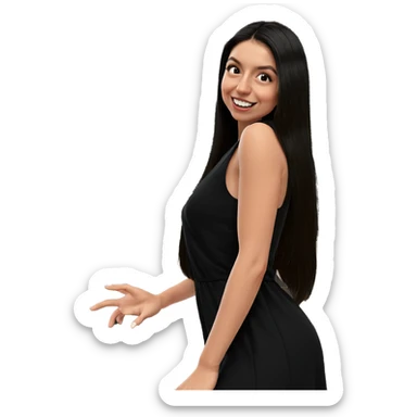 smiling girl in black dress sticker