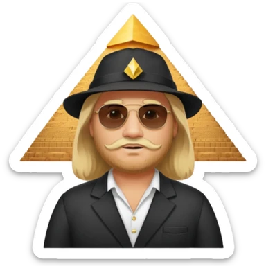 fat male blond long hair agent with short beard in egypt with pyramid.mm sticker