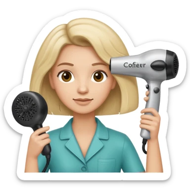 Parrucchiera con il phon in mano e la scritta coiffeur assunta sticker