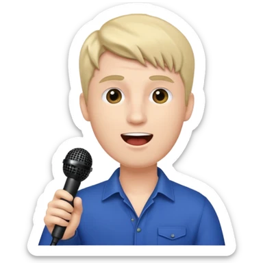 Man singing with microphone in his hand, spring background  sticker