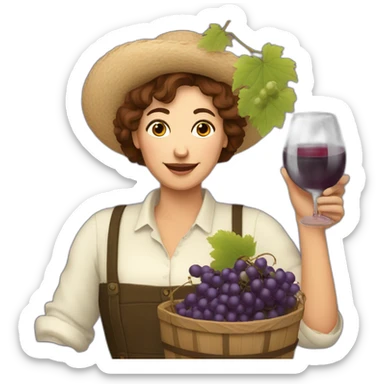 French queer women winegrower with grapes in hands sticker