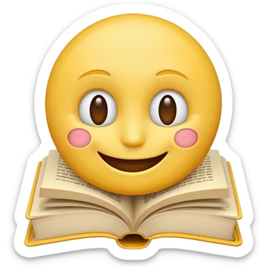 smiling face emoji with an open book in front sticker