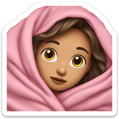 Brunette girl folded in pink blanket sticker