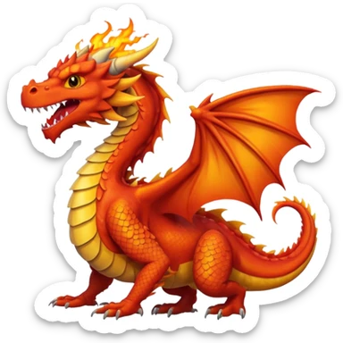 a red wales dragon breathing fire sticker