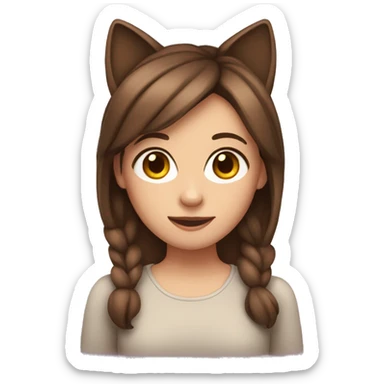 girl with cat ears brown hair sticker