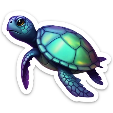 Dark iridescent sea turtle glowing sticker