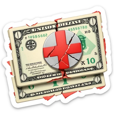 a money billet with a red cross through, like for free sticker