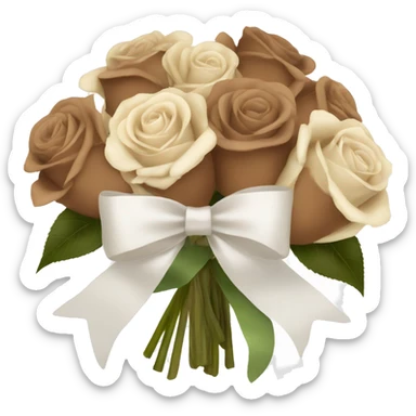 Beige and Brown roses Bouquet with white bow sticker