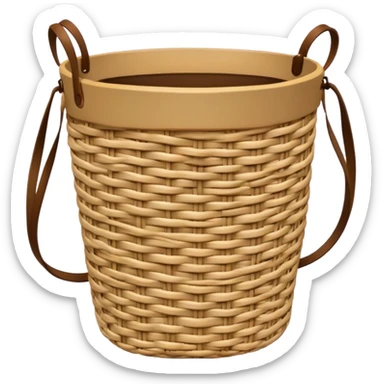 beige rattan bucket bag sticker