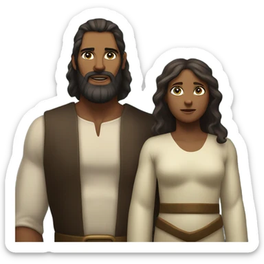 Biblical adam and even with their son cai sticker