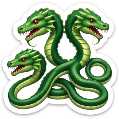 Create a single emoji of a Hydra in full body, shown at a slight side angle in a natural, characteristic pose. stylized like an emoji, but clearly recognizable.  sticker