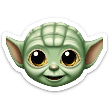 Baby Yoda smiles with a giant smile. Teeth visible sticker