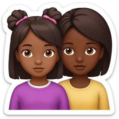 happy 2 girls with dark-skinned little cute girl  sticker