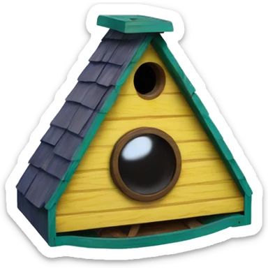 Susan’s Painted wooden flattened UFO alien spaceship shaped birdhouse —no emoji  sticker