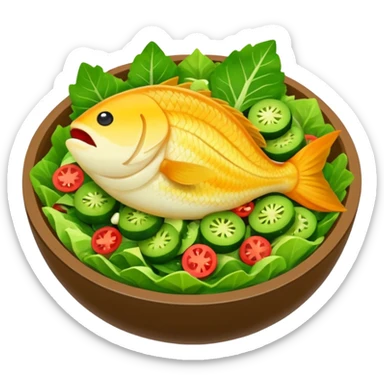buatkan emoji salad namun berbentuk ikan 🐟 yang chubby untuk discord emoji tentang mancing untuk announcement  sticker