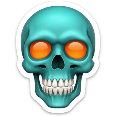 teal and orange skull sticker
