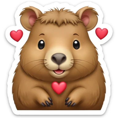 Capibara with hearts sticker