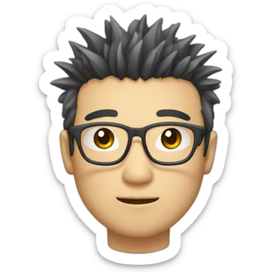 glasses, short hair, spiky hair, square face, asia, male sticker