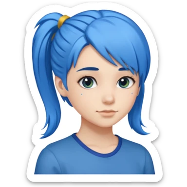 chica con pelo azul colita de costado sticker